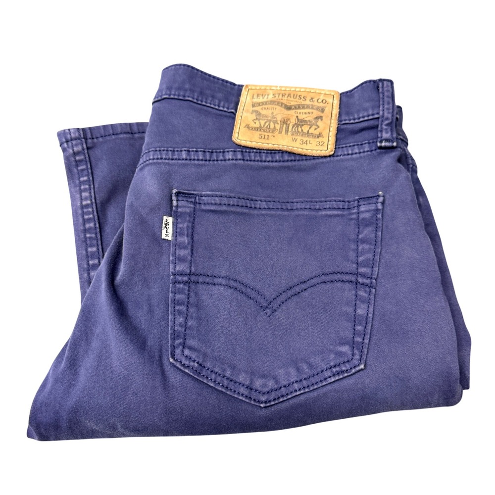 Levi's 511 Pants Mens 34x32 (34x31 ACTUAL) Slim Fit Purpleish Blue Chino Vintage